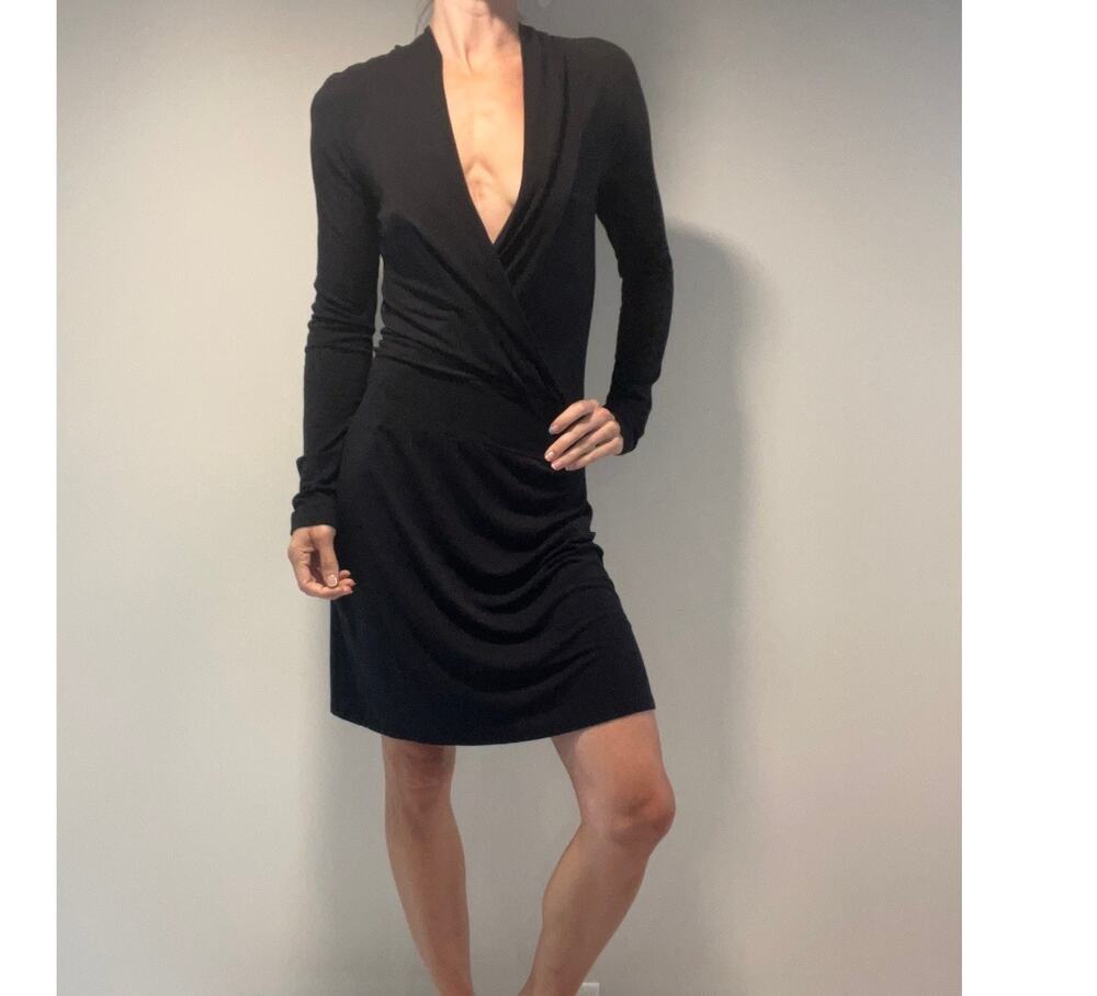 Tezenis Deep V-Neck Viscose Long Sleeve Dress Size Medium